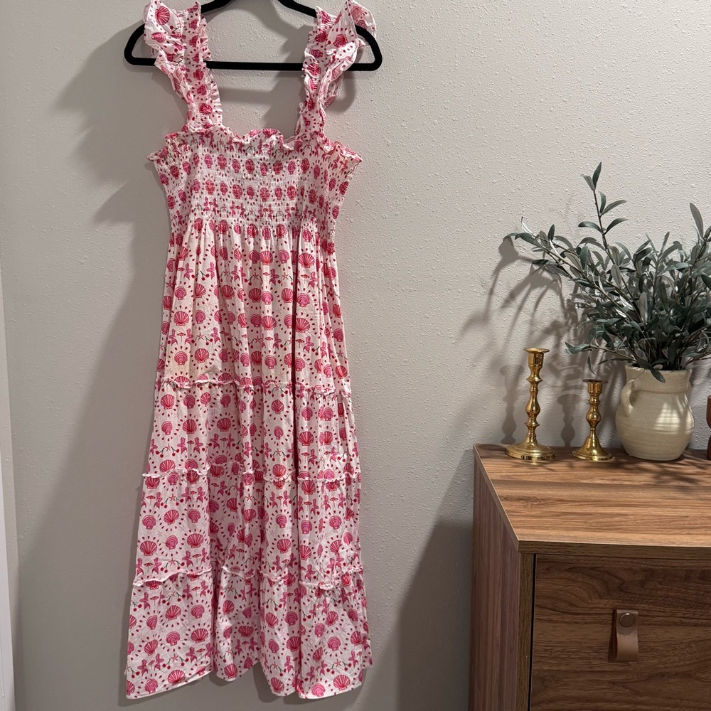 Hill House Pink Floral Midi Dress
